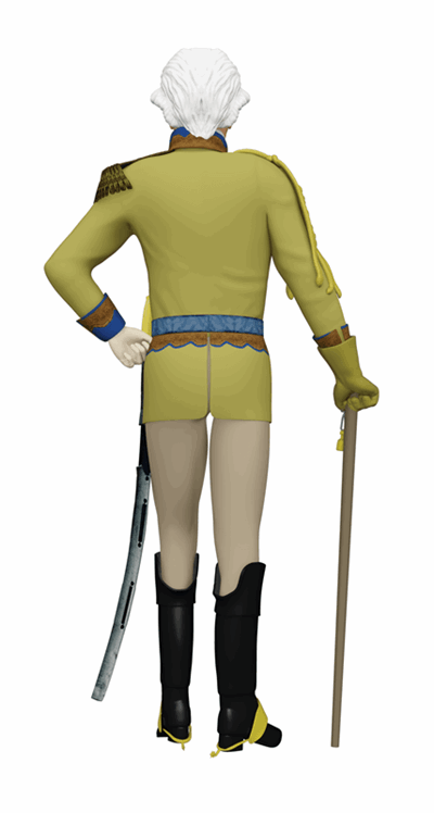 Modelo gráfico en 3D, del uniforme de coronel del Regimiento de Coraceros de Ekaterinoslav, de acuerdo con la reforma de Potiomkin de 1786.